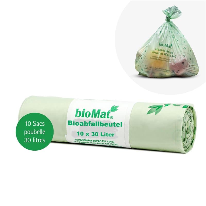 Biomat Sac compostable pour déchets organiques Différentes tailles, 10 x 30 l