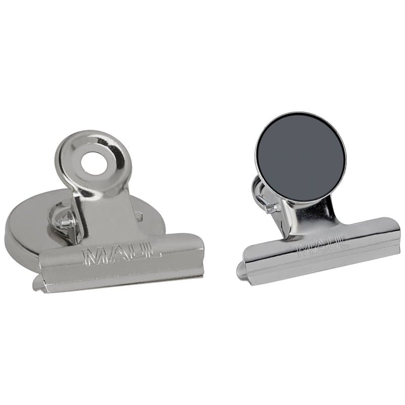 MAUL 2184096 Papier magnétique Pinces avec protection d'écran, Largeur 20 mm, 2 Pièces, 43 x 40 mm, argent/métal