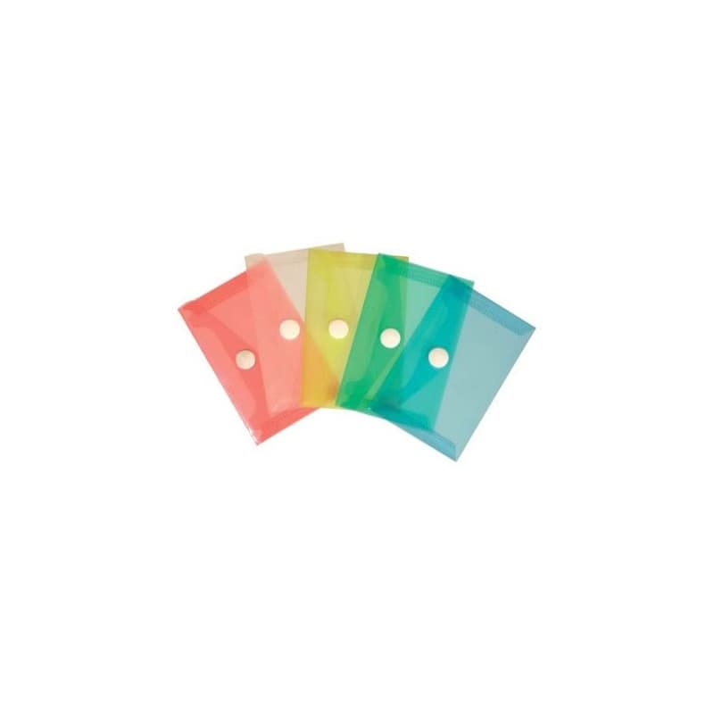Lot de 24 enveloppes pour cartes de visite avec bouton, format 10 x 6,2 cm, polypropylène avec fermeture à pression, couleurs as