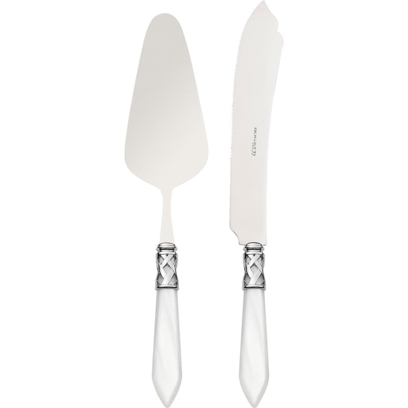 BUGATTI ALC1M-N4220/21 Aladdin Lot de 2 Pièces Service pour Gâteau Acier/ABS Blanc 30,5 x 14 x 3 cm