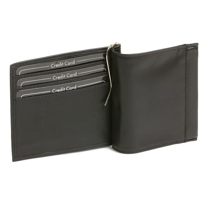 LEAS Portefeuille avec clip pour billets Pinces à billets Money Clip avec compartiment pour la monnaie aligner, cuir véritable,