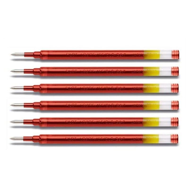 PILOT Lot de 6 Recharges BLS-G2-7 Gel pour stylo G2 / Alphagel Pte 0,7 Rouge