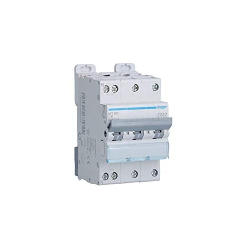 disjoncteur hager - 3 pôles + neutre - 10a - 6ka - courbe c - vis / vis