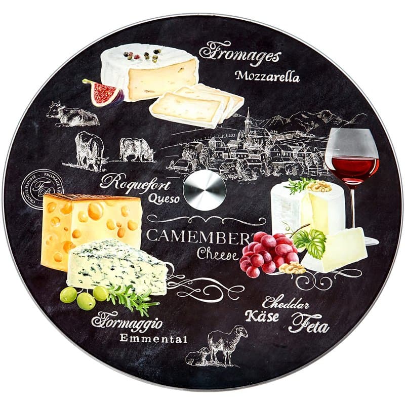 Easy Life 441WOCH Coffret Plateau Tournant, Verre, Noir, 32 cm, 32 x 32 x 2.5 cm, 1 Unité