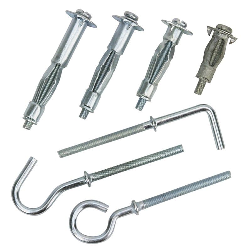 Cogex - Lot de 45 chevilles à expansion et crochets - Spécial mur creux - Ø4mm x 21, 32, 38 et 46mm - Diamètre: 4mm - Longueur: