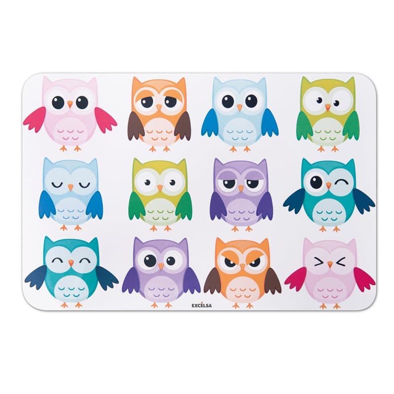 Excelsa Set de Table Chouette 43 x 28,5 cm polypropylène Multicolore