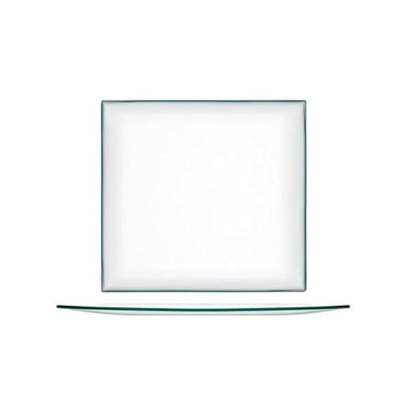 H&H Assiette Carrée, Transparent, Verre, 25 cm, vendu par Pièce