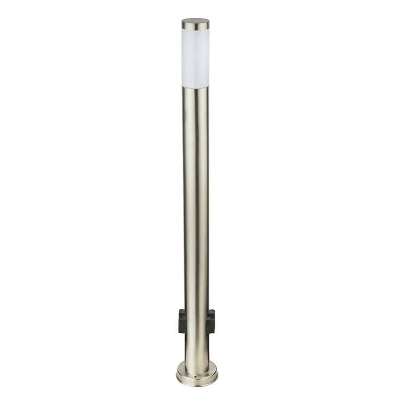 Lampadaire élégant 2 prises luminaire inox IP44 éclairage jardin terrasse éxtérieur