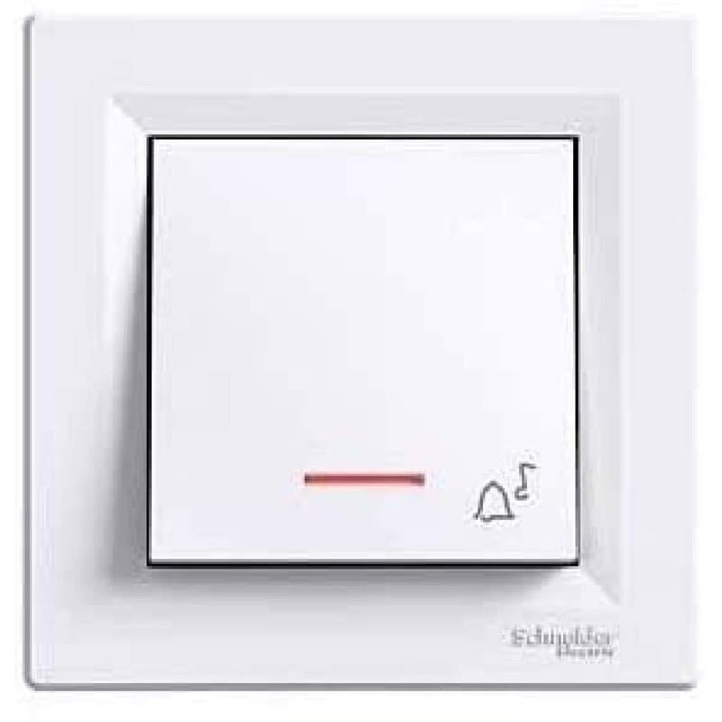 asfora – Sonnette avec LED, interrupteur, interrupteur, prises, complet, schneider electric, Blanc, Neuf