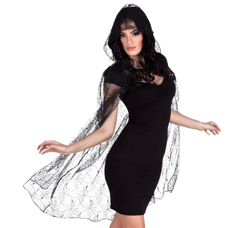 Boland 71000 Cape en Toile d'araignée, Longueur Environ 150 cm, Accessoire pour Costume de Carnaval, Costume d'araignée pour Hal