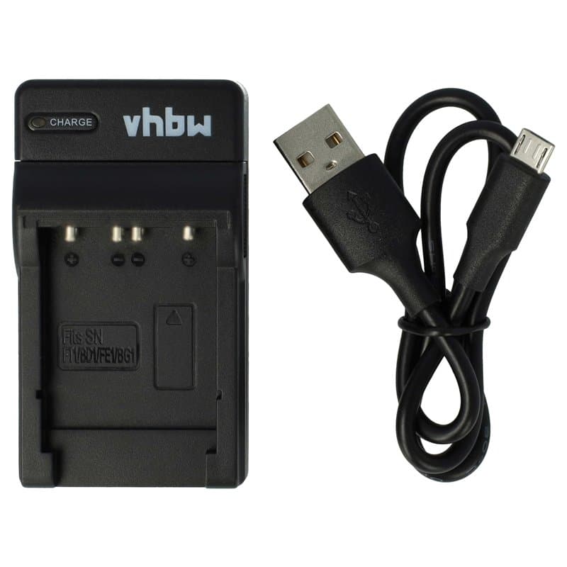vhbw Chargeur USB de Batterie Compatible avec Sony Cybershot DSC-W80, DSC-W80HDPR, DSC-W85, DSC-W90 Batterie Appareil Photo Digi
