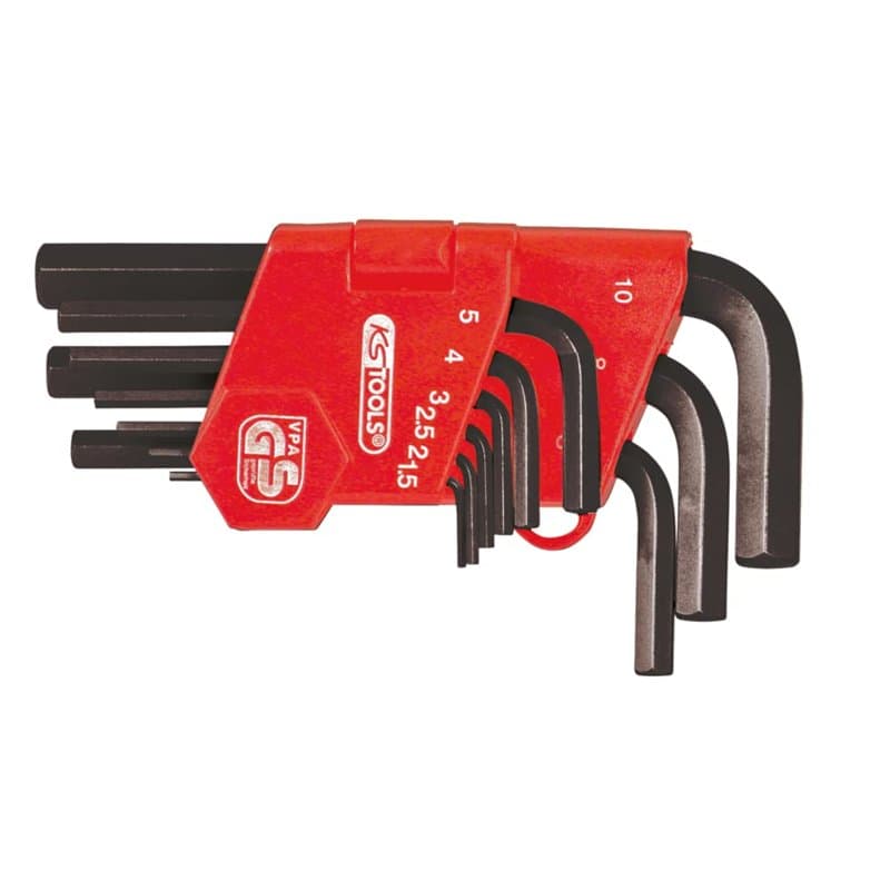 KS TOOLS - 151.3211 - Jeu de 9 clés mâles courtes brunies - 6 x 6 pans - Kit de réparation pratique et facile d'utilisation