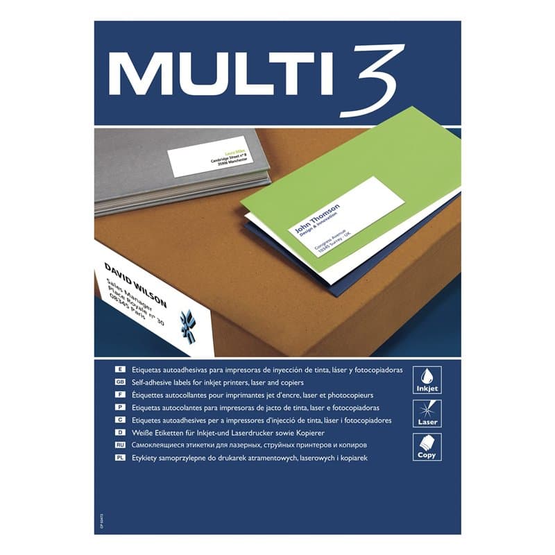 Markierungen Klebend Multi3 Pour photocopieur Inkjet Laser Y Bords droit 100 feuilles 105 x 70 mm