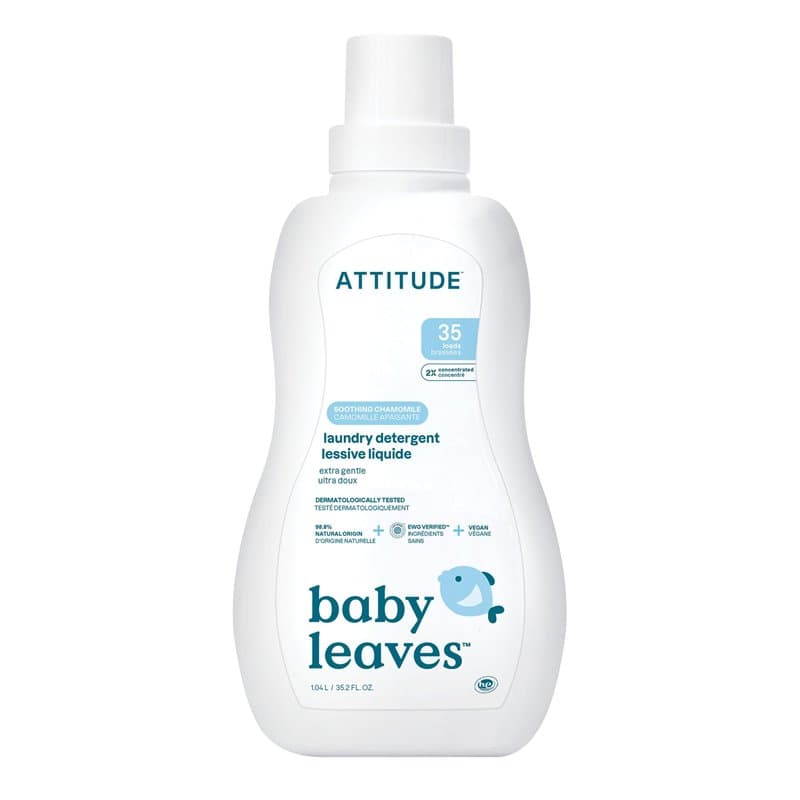 ATTITUDE Lessive Liquide Bébé, certifié EWG, Camomille Apaisante, sûr pour vêtements de bébé et nouveau-né, végan, ingrédients n