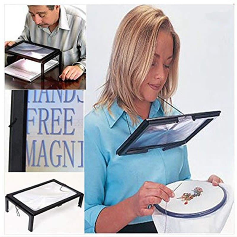 Honfitat Led A4 Page Grandes Mains Libres Loupe 3 X Loupe Lecture & Cordon