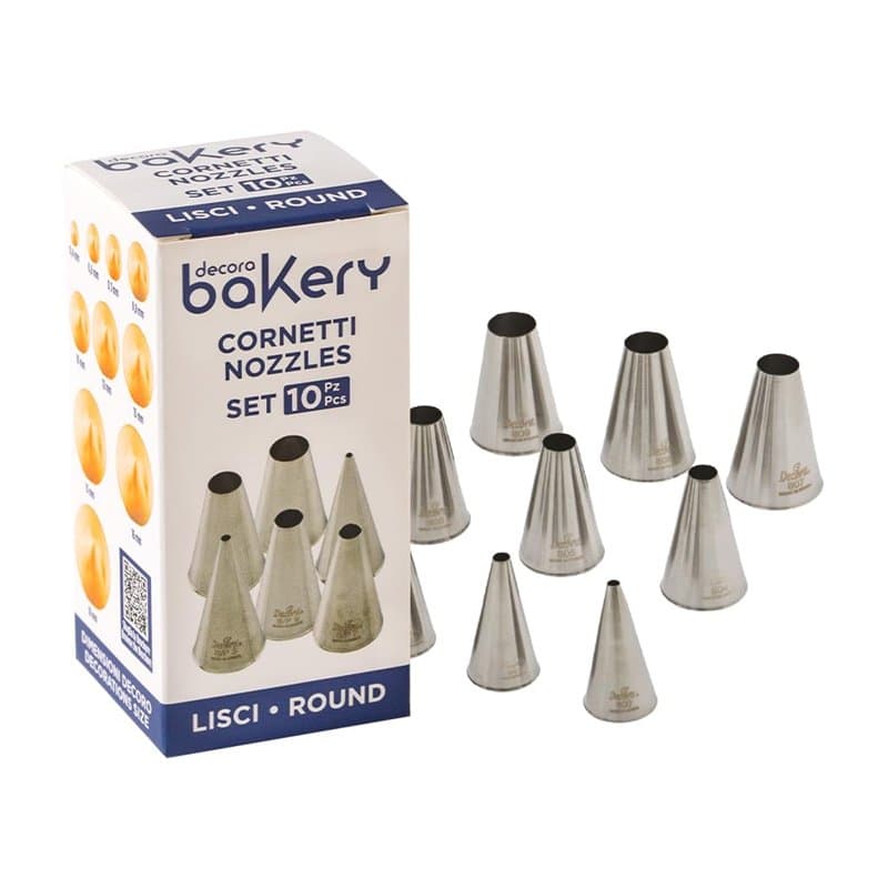 Decora 0263484 Set 10 Douilles Rondes, INOX, Argent, Acier