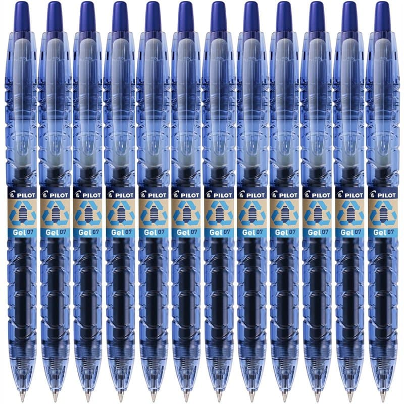 PILOT Lot de 12 Stylos bille encre gel B2P Pointe moyenne 0,7mm Tracé 0,4 mm Bleu