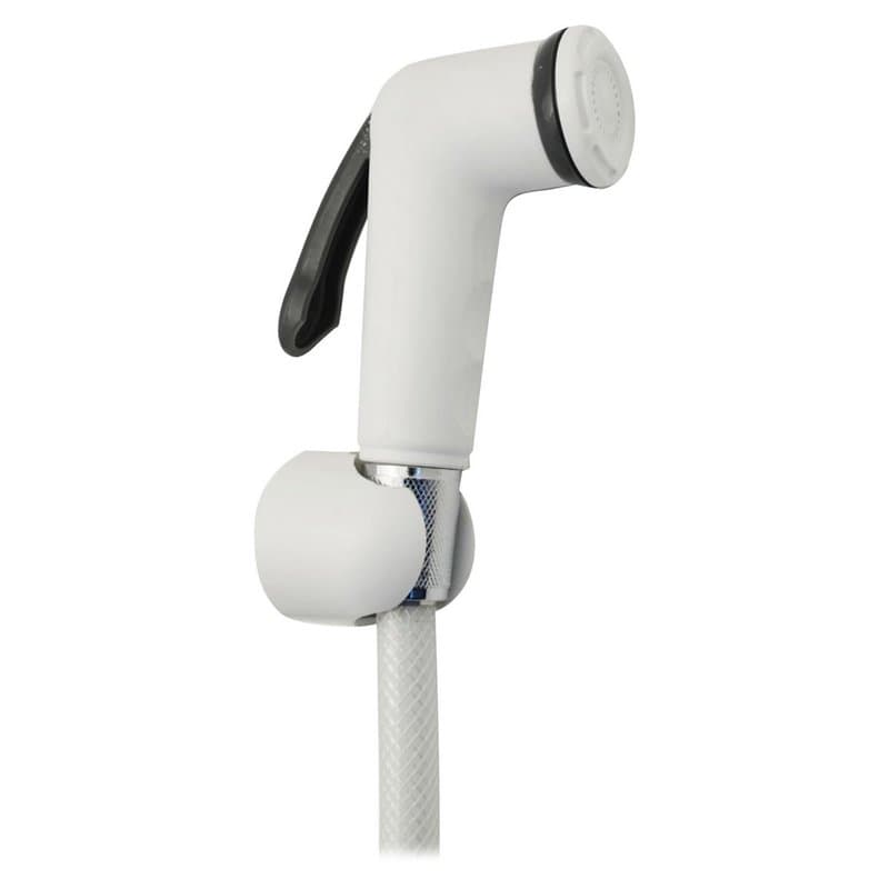 Kit douchette avec levier d’arrêt, tuyau flexible et support, blanc