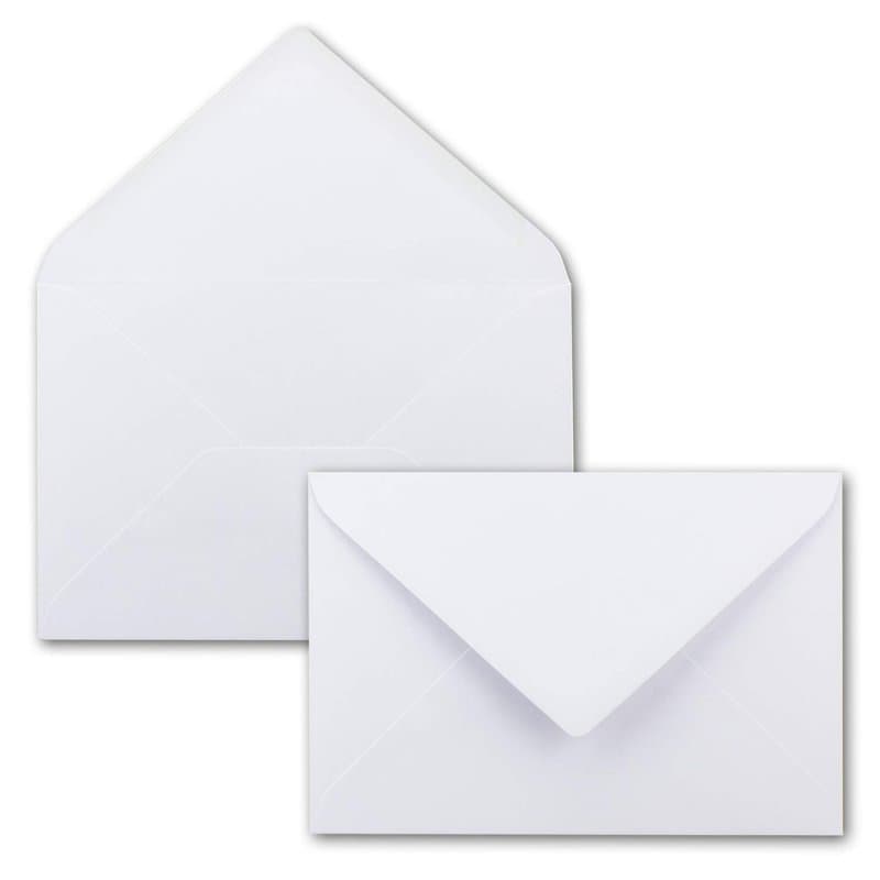 50x enveloppes DIN B6 - blanc - rabat pointe - 180 x 125 mm - 120 g/m² - collage humide sans fenêtre