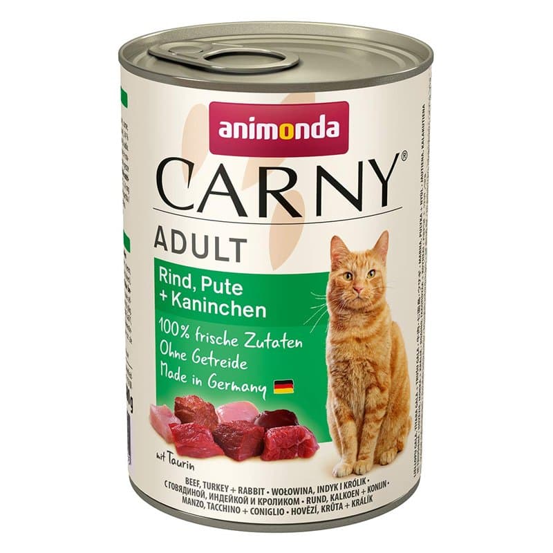 Nourriture pour chat GranCarno Adult d’animonda, nourriture humide pour chat adulte, bœuf, dinde + lapin, 6 x 400 g