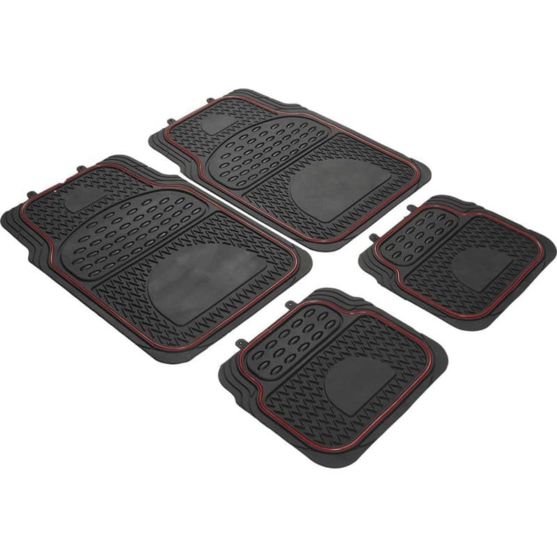 Start - Tapis Universels Voitures, Caoutchouc Antidérapant, Découpables, Lavables, 2 Tapis Avant + 2 Arrière, Noir, Matériau Cao