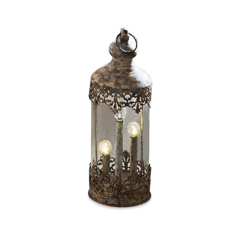 Loberon Lanterne Cosette - Fer, Verre - H/D env. 37.5/14.5 cm - Marron Vieilli, Marron Vieilli
