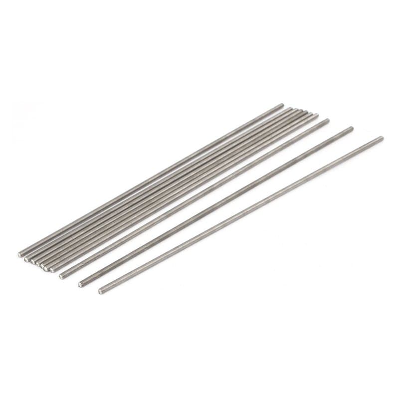 sourcing map Tige Filetée M3x190mm 0,5mm pas acier inoxydable 304 entièrement filetée ton argent 10pcs