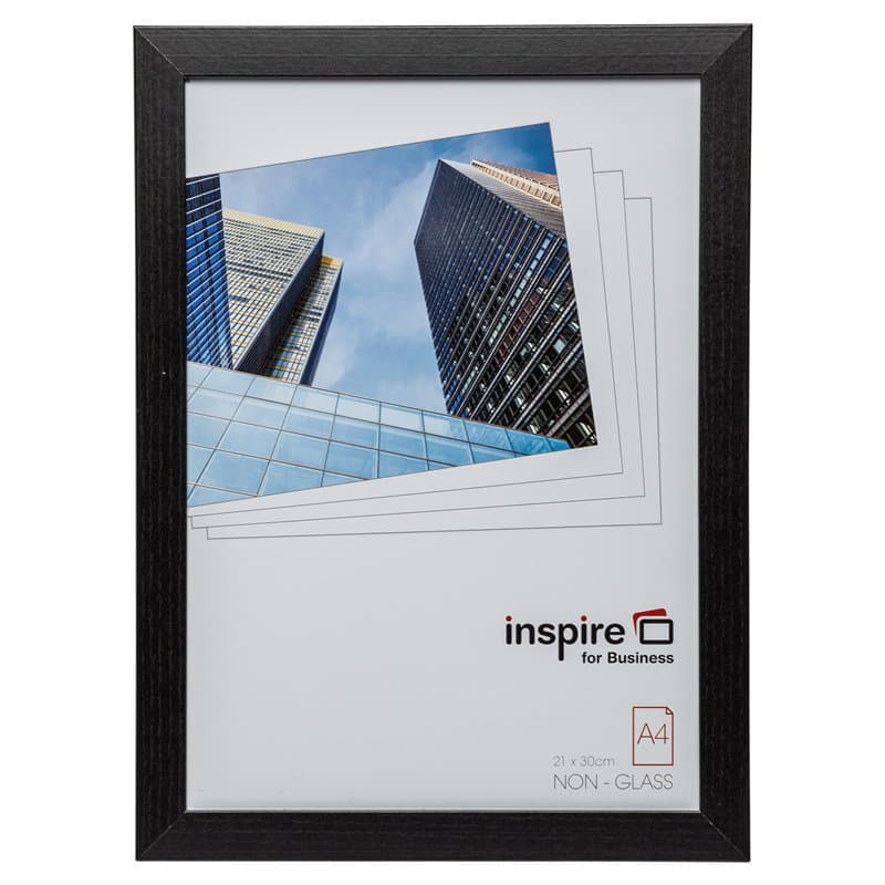 Hampton Frames | Cadre photo A4, bois noir, 21 x 29,7 cm | Plexiglas sécurisé, fixation murale ou autonome, orientation portrait
