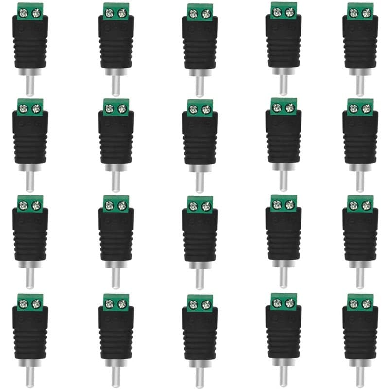 WMYCONGCONG Lot de 20 Connecteur de câble d'enceinte RCA, adaptateur câble d'enceinte vers RCA, convertisseur sans soudure pour