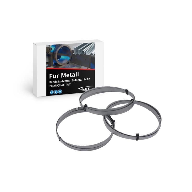 SMI M42 Lot de 3 bandes de scie bi-métalliques, Dimensions 1638 x 13 x 0,65 mm 10/14 dents par pouce, par exemple pour Optimum,
