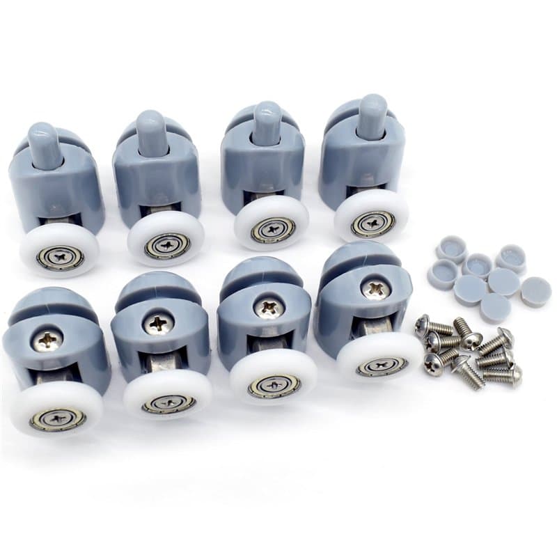 4 poulies supérieures et 4 poulies inférieures - Roues pour porte de salle de bain coulissante en verre - Roulements de remplace