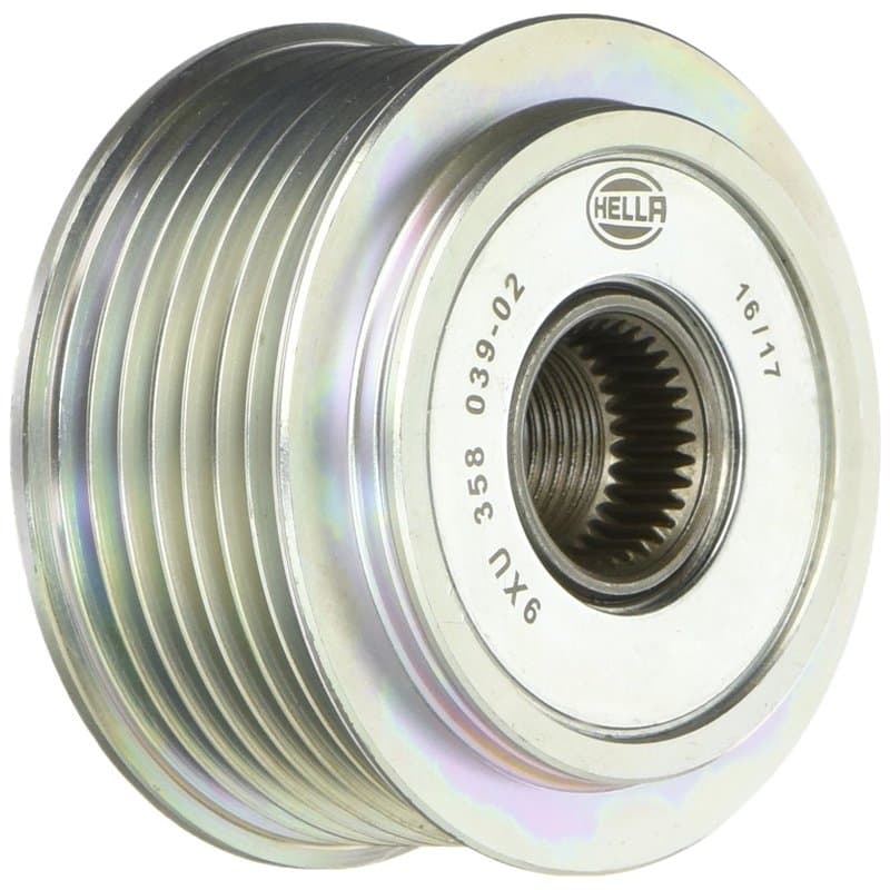 HELLA 9XU 358 039-021 Poulie roue libre, alternateur - Filetage: M17x1,5 - Nombre de gorges: 7 - avec cache