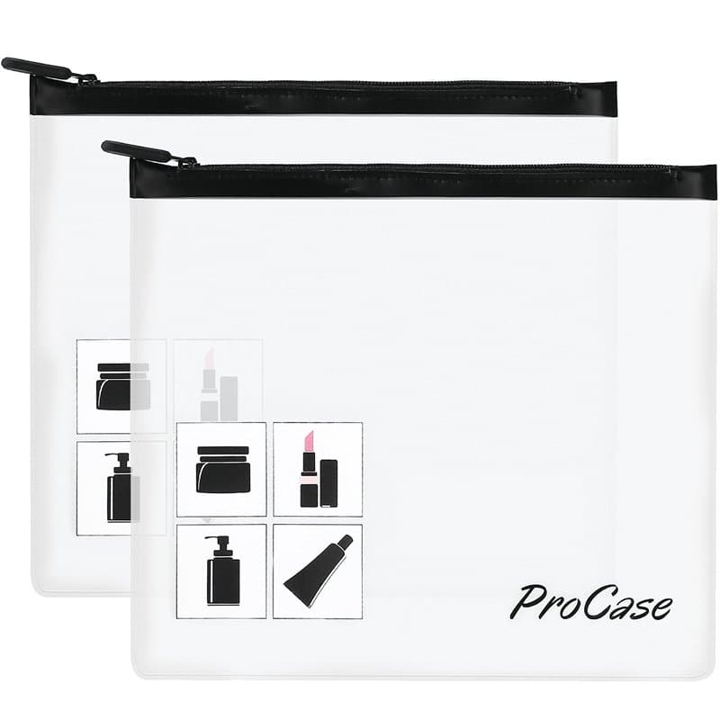 TSA Maquillage de Voyage approuvé Sacs Fly, ProCase Durable Taille-pintes Carry-on Clair Sac avec Fermeture éclair pour Toiletry
