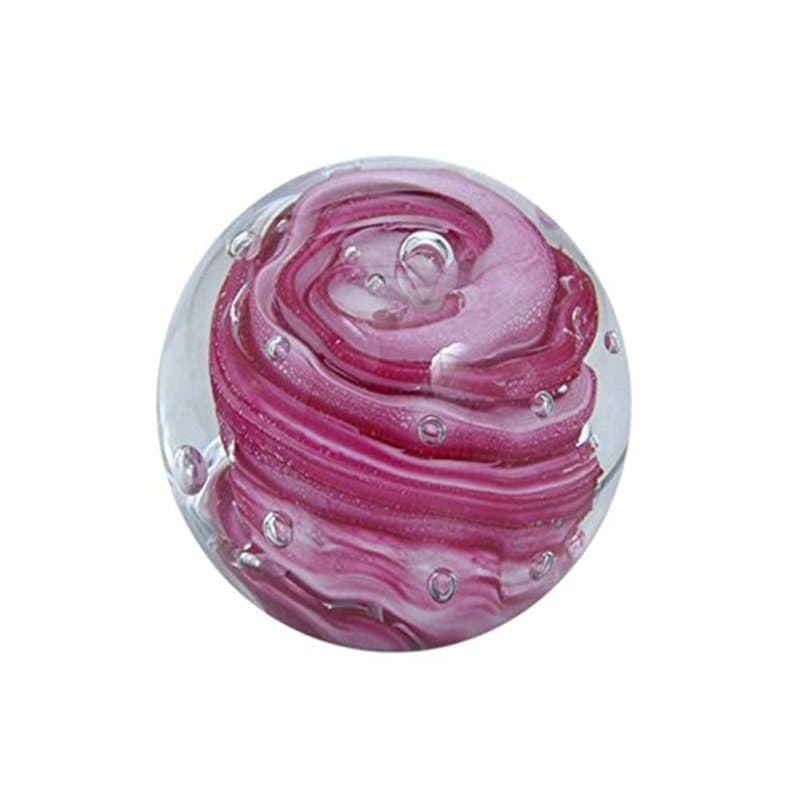 Rêve Boule 216 (moyen 6,5–7 cm) Violet avec Fleur Blanche de bulles – Boule en verre Presse-papier