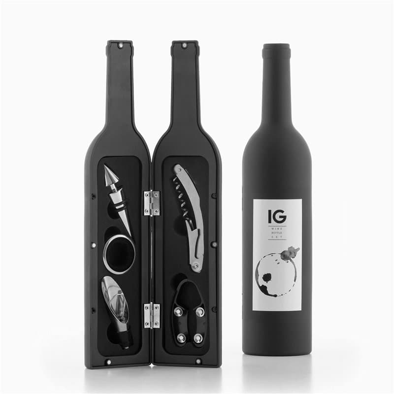 InnovaGoods - Boîte à Bouteille de Vin 5 Pièces, Design Élégant et Original, Set d'Accessoires pour Vin, Fermeture Magnétique, N