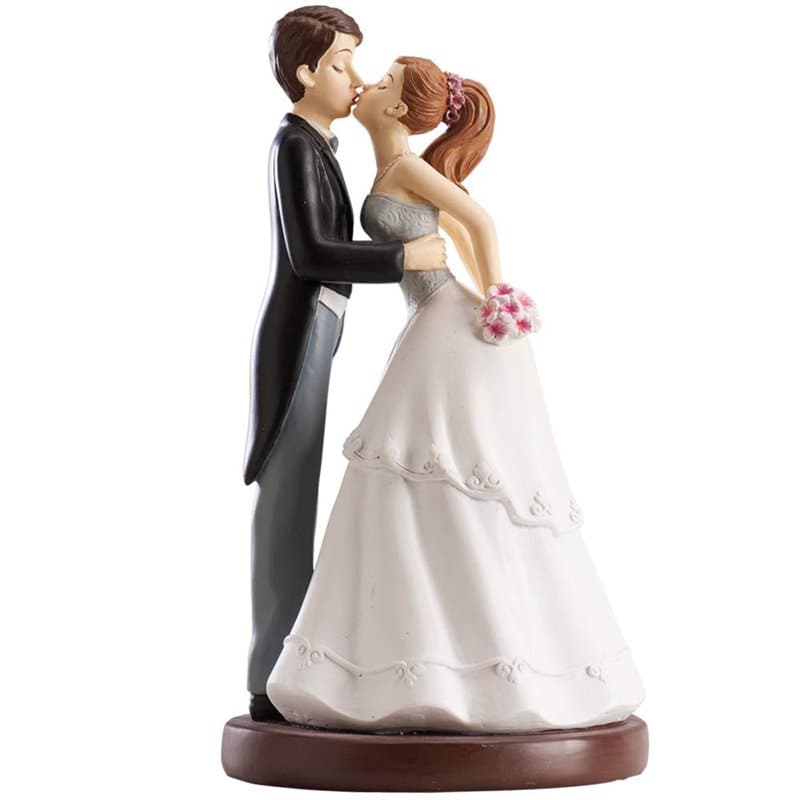 Dekora- Figurine Gateau Mariage Couple Marié s'Embrassant, 305000, Blanc 16cm