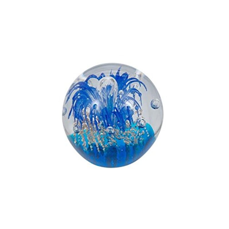 Rêve Boule 232 (Grand 9–10 cm) Fleur bleue sur raison – Boule de verre, d'or Presse-papier