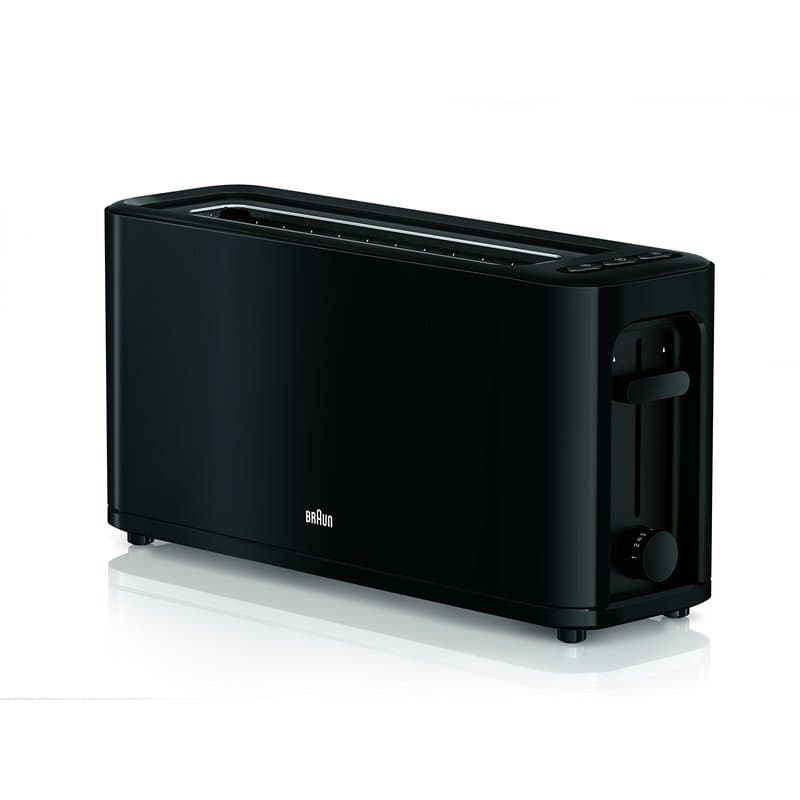 Braun ht3110bk – Grille-pain, 1000 W, 1 port, contrôle déplacement, grille démontable, stockage de câble, Noir