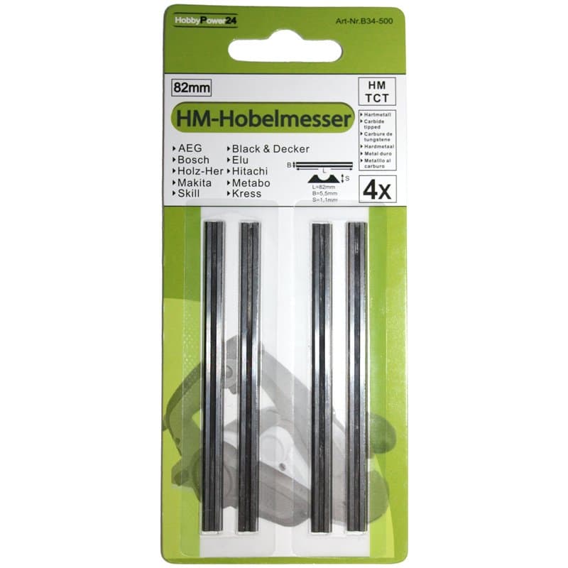 HM Lot de 4 lames de rabot réversibles pour rabot Einhell TE-PL 850, RT-PL 82, BT-PL 900, BT-PL 750, BEH 600, TC-PL 750