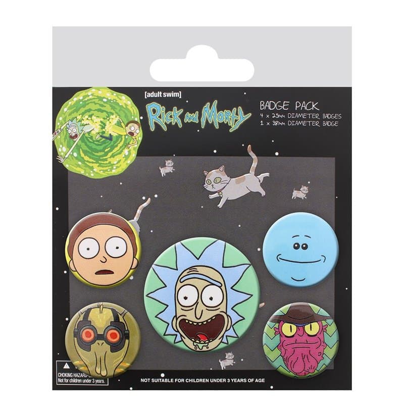 Cartoon Network Rick and Morty-Heads Lot de badges Multicolore 10 x 12,5 cm