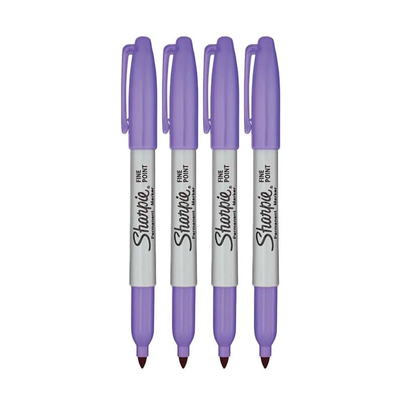 Sharpie Marqueurs permanents, pointe fine, encre lilas, lot de 4