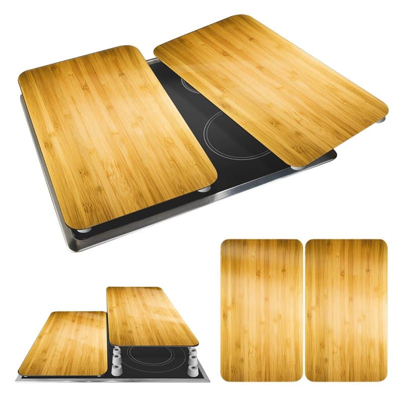 WENKO Plaque de Recouvrement Universelle Mod. Décor Bois, réglable en Hauteur pour Tout Type de cuisinière, Planche à découper e