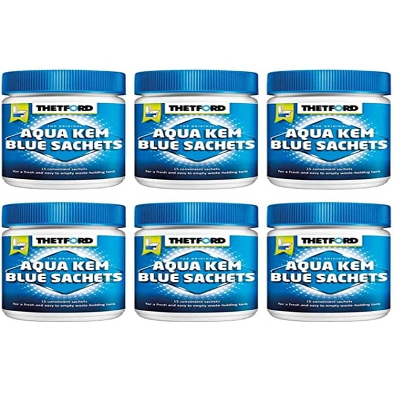 Thetford Mixte LOT 6 X AQUA KEM BLUE SACHETS WC CHIMIQUE ENTRETIEN THETFORD CARAVANE TOILETTES PRODUIT, bleu, Grande EU