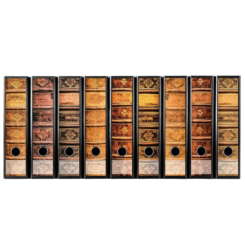 codiarts. Etiquettes à design pour 9 classeurs A4 à dos large - Motif : livres anciens reliés en cuir/livres anciens - Vintage -