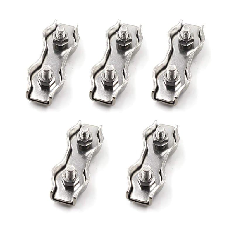 M6 Pince de câble d'agrafe de câble métallique 304 en acier inoxydable 5 pièces