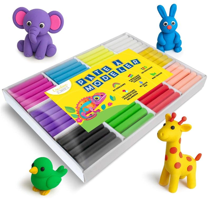 Creative Deco Set de Pate a Modeler pour Enfants | 24 Couleurs | 1600g | Pâte à Modeler Sûr, Non-Toxique et Sans Gluten | Ne Sèc
