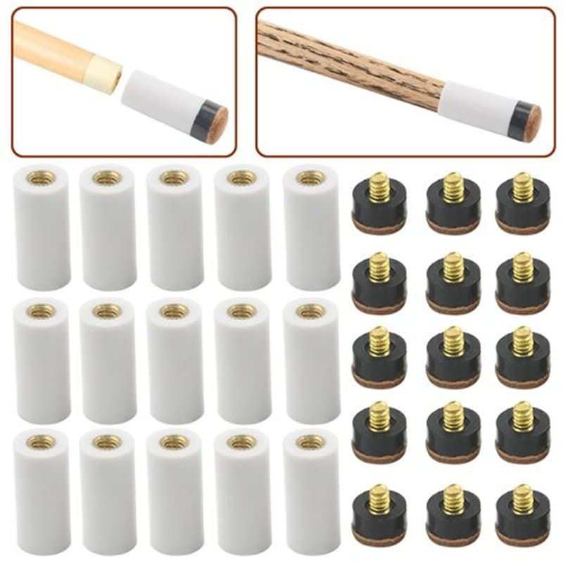 BGTXINGI 15 Ensemble (DE 30 Couvre-sièges de) de Billard Cue Blanc Pur Embouts avec Super Queue à Visser remplaçable Conseils (1