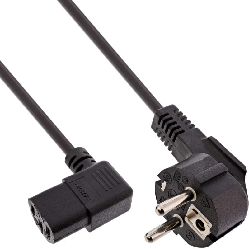 InLine® 16752H Câble d'alimentation avec Contact de Protection d'angle sur fiche C13 Angle Gauche 0,3 m Noir