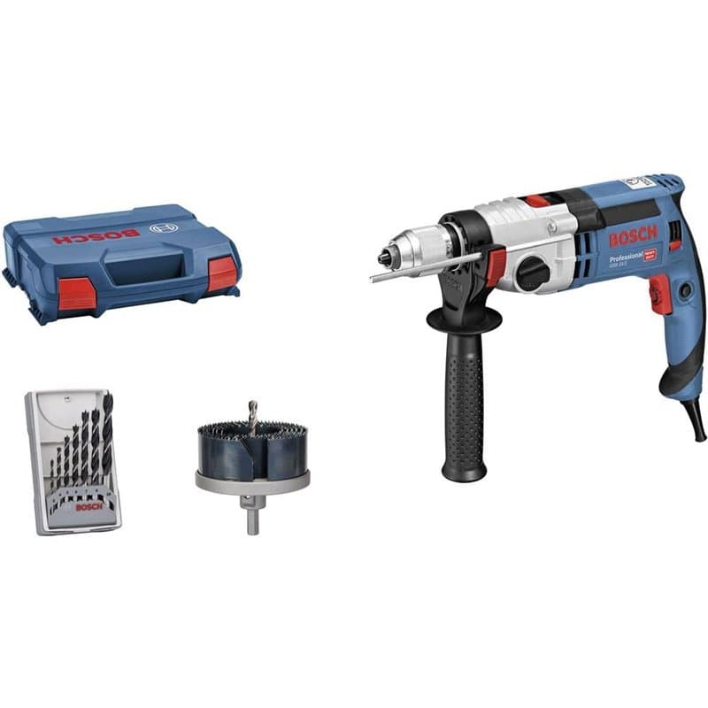 Bosch Professional perceuse à percussion GSB 24-2 (1 100 W, couple maxi : 40/14,5 Nm, avec set d'accessoires, dans L-Case)