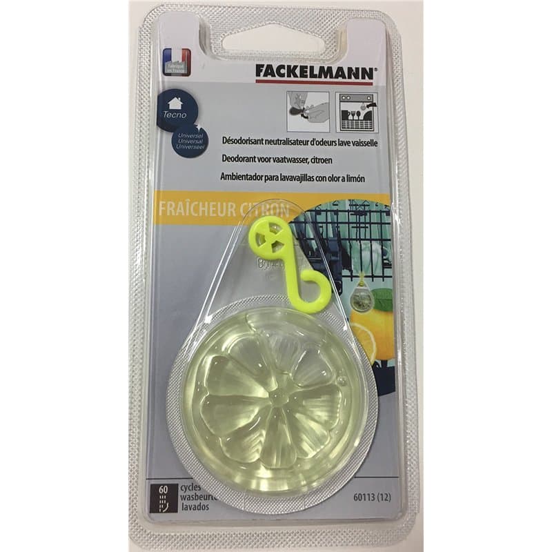 Fackelmann 60113 Désodorisant pour Lave-Vaisselle Senteur Citron, Jaune, 10 cm